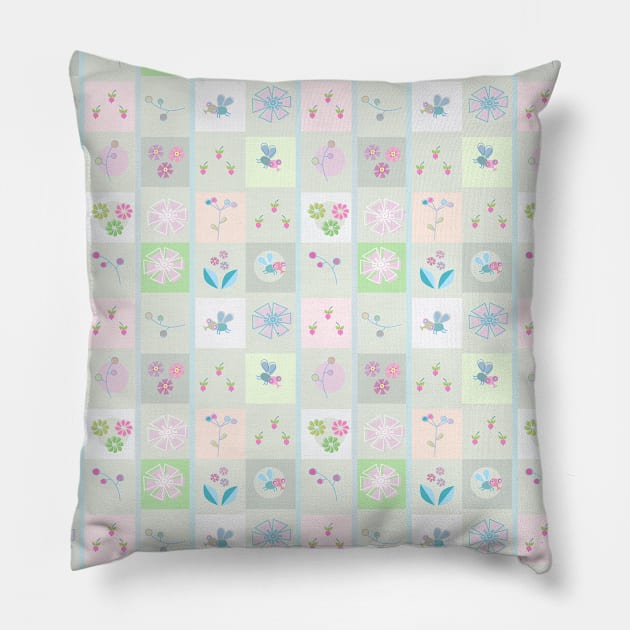 Flower & Square Pattern Pillow by AnnieWijaya