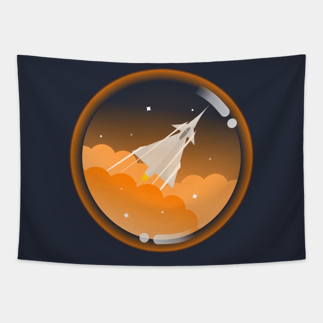 Fighter jet in space Tapestry by jurgen