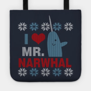 I Love Mr. Narwhal Ugly Elf Christmas Sweater Tote