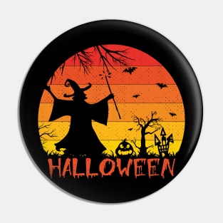 Scary Witch in Halloween Night Pin