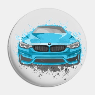 Blue Sports Car Illustration in Watercolor style Pin