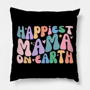 Happiest Mamma Funny Earthy Retro Groovy Mother's Day Pillow