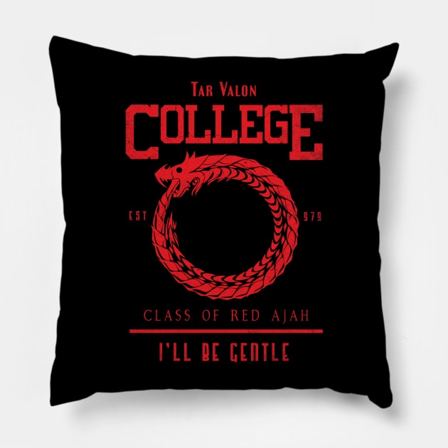 Tar Valon College Red Ajah Slogan and Symbol Dragon Pillow by TSHIRT PLACE