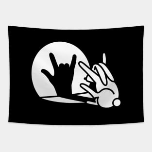 Funny rabbit shadow hand cartoon ROCK music METAL Tapestry