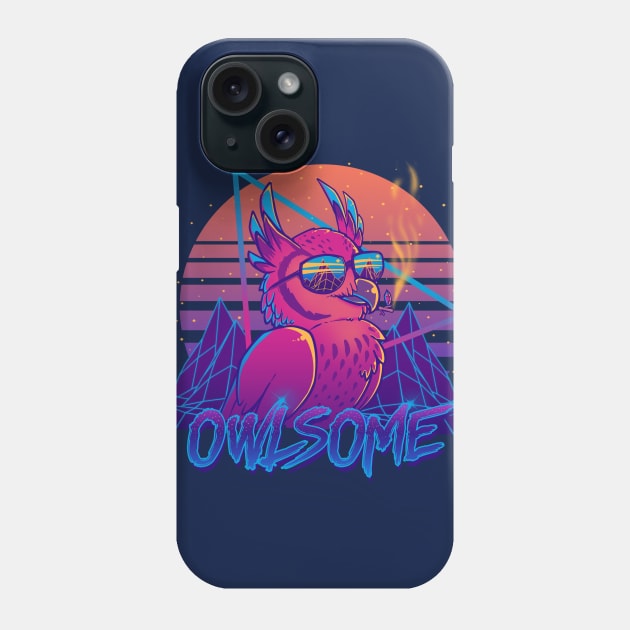 Owlsome - Owl Awesome Bird Retrowave 80s Phone Case by TechraNova