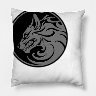 Growling Dark Wolf Circle Pillow