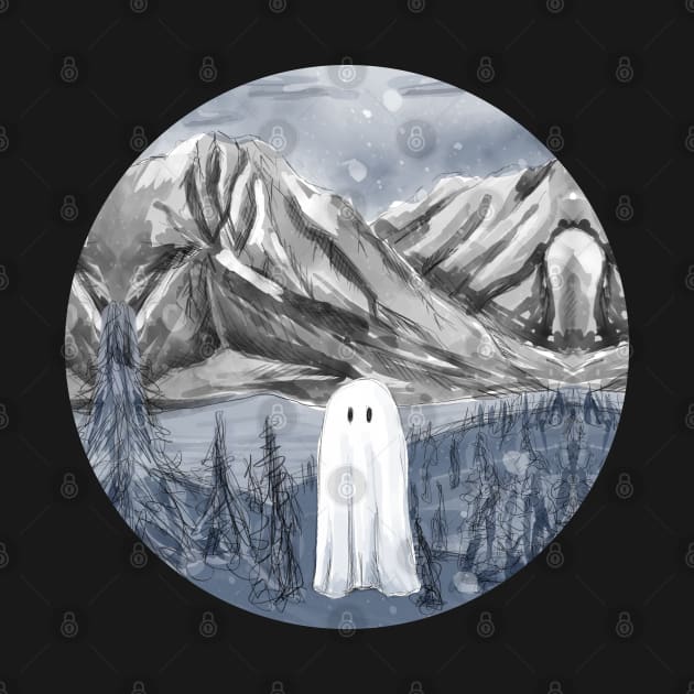 Round haunted mountain ghost by AnnaEleCreate