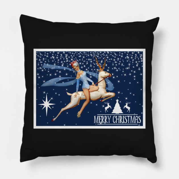 Starry Night Reindeer Pin Up Pillow by Sarahmw