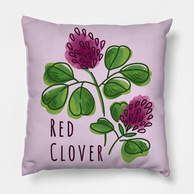 Red Clover Pillow by Slightly Unhinged