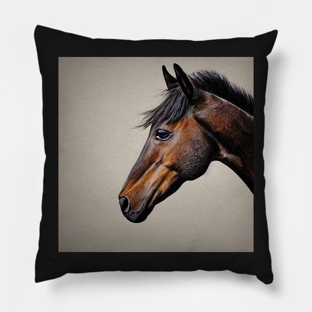 Brown hourse retro Pillow by artsyworldart