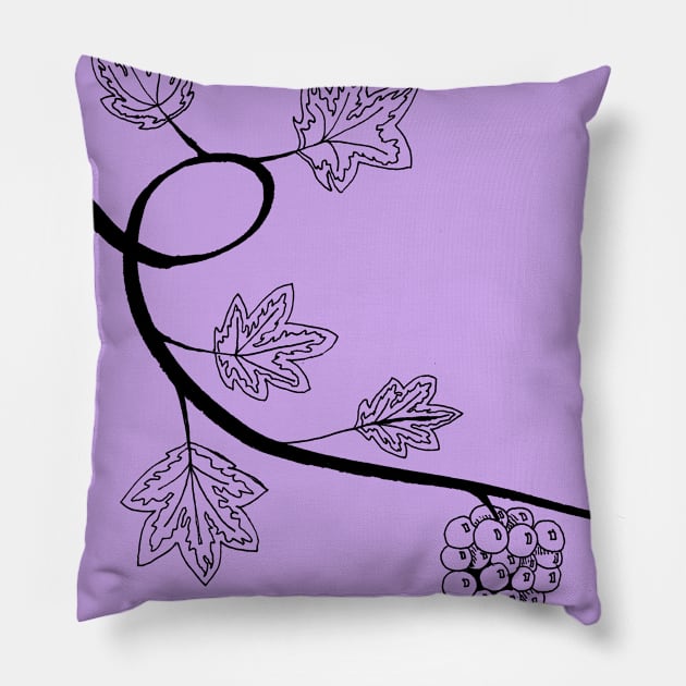 Grapes on pale purple Pillow by PsychedelicDesignCompany