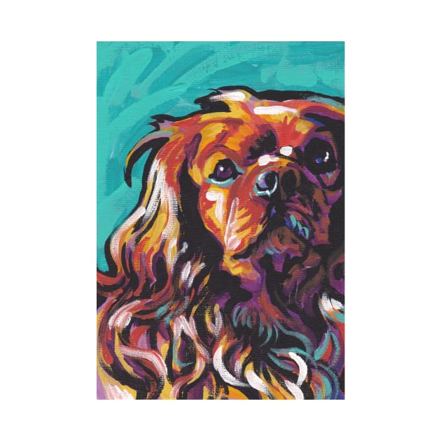 cavalier king charles spaniel Dog Bright colorful pop dog art by bentnotbroken11