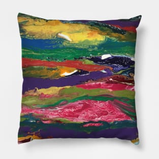 Layered Rainbow Colors Abstract Pillow