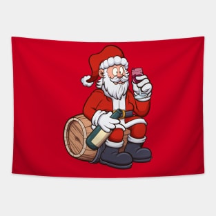 Santa Claus Drinking Wine Tapestry