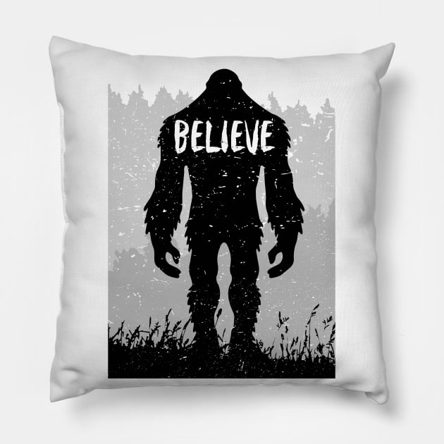 Bigfoot sasquatch i believe Yeti Peace Out Pillow by Tesszero