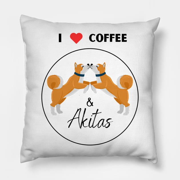 I love coffee and Akita dog Pillow by fantastic-designs