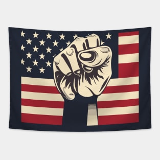 Black History US Flag Fist Tapestry