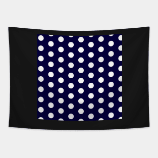 White dots in dark blue Tapestry