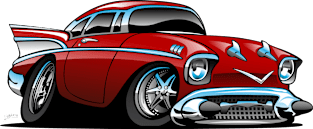 Classic American 57 Hot Rod Cartoon Magnet