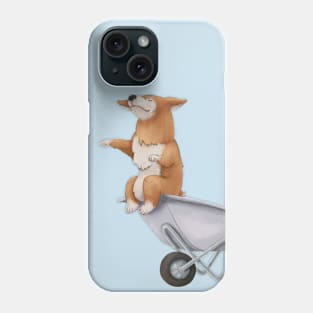 Great little dog. Cute Corgi boss, imperiously sits in a wheelbarrow. Illustration Phone Case