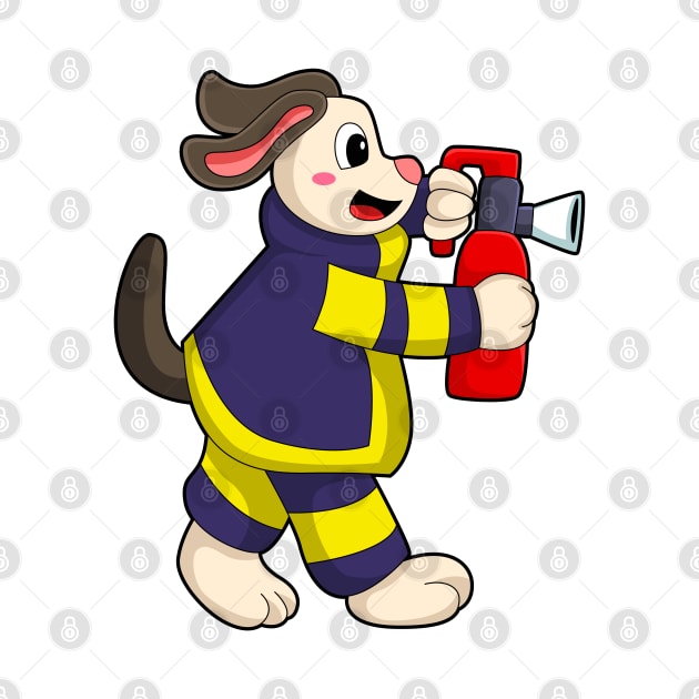 Dog as Firefighter with Fire extinguisher by Markus Schnabel