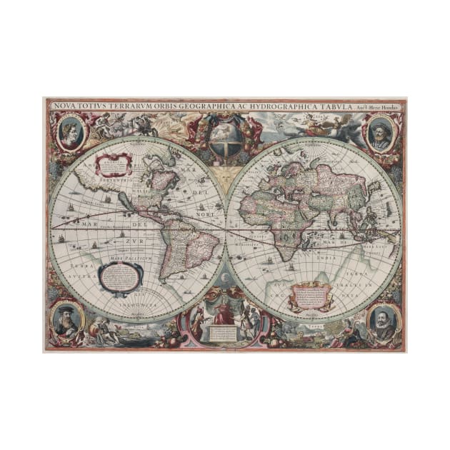 Vintage Map of The World (1630) by Bravuramedia