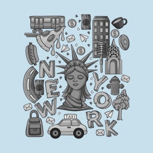 New York City Grey Doodle T-Shirt