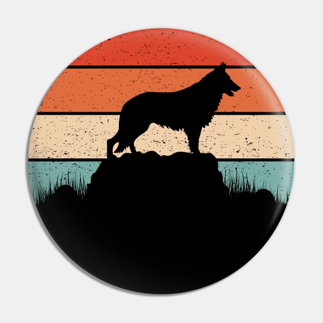 German Shepherd Retro Sunset Pin by Tesszero