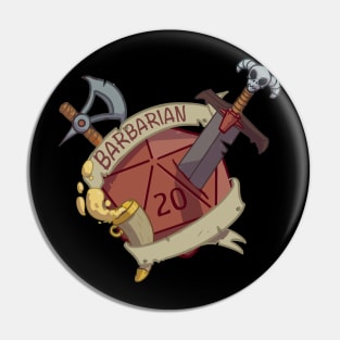 Dnd Barbarian D20 Pin