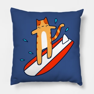 Surfing Tabby Cat Pillow