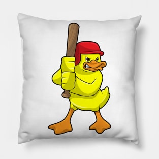 Duck at Baseball with Baseball bat & Cap Pillow