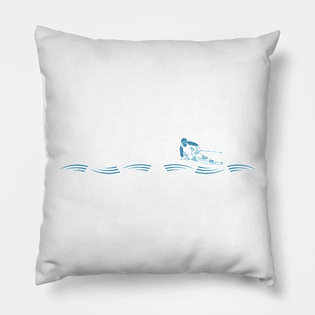 Skiing in Snow Drifts Silhouette Pillow by Gregorous Design