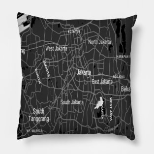 Jakarta black map Pillow