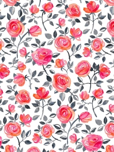 Roses on White - a watercolor floral pattern Magnet