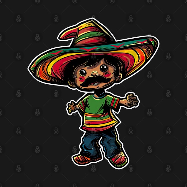 Cinco de mayo mexican boy wear sumbrero and mustache by emhaz