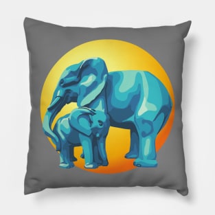 Elephant Mama and Baby Pillow