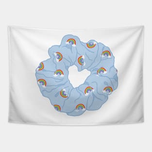 Light blue hair scrunchie with rainbows Tapestry