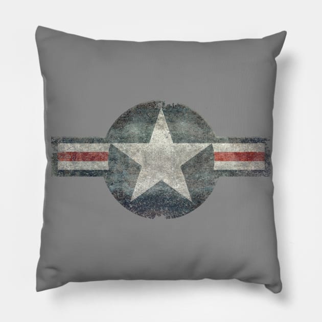 USAF Roundel in distressed megatex Pillow by Sterling