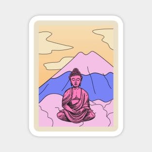 Vibrant Pink Purple and Yellow Buddha Graphic Magnet