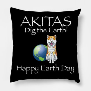 Akita happy earth day t-shirt Pillow