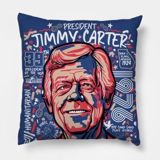 Retro Pop Art Portrait of President Jimmy Carter // Street Art Carter 1976 Pillow