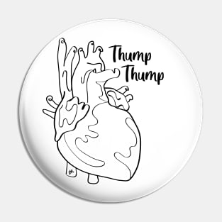 Thump Thump on white Pin