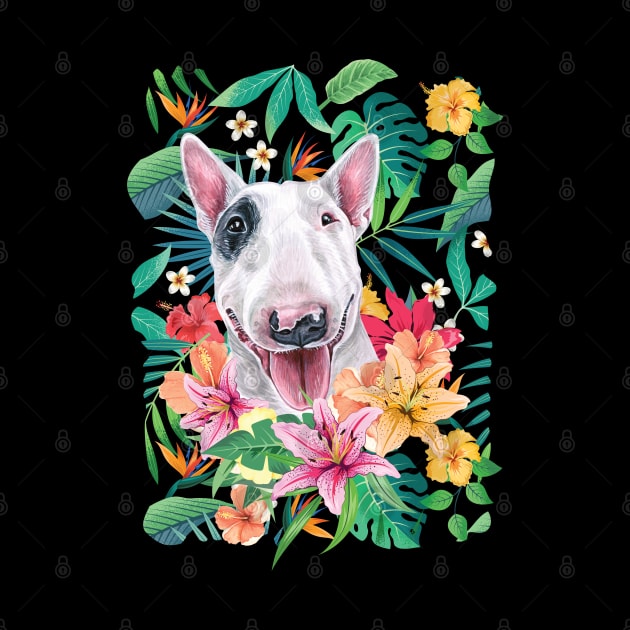 Tropical White and Black Bull Terrier by LulululuPainting