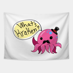 Pink Octopus with a Hat What's Kraken? Tapestry