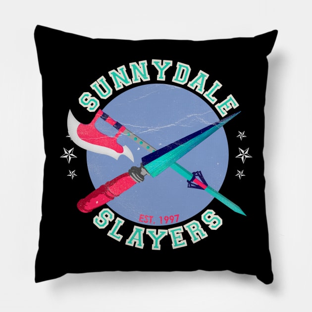 Sunnydale Slayers Varsity style logo ver. 2 Pillow by Afire