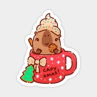 Cute capybara in a xmas mug Magnet