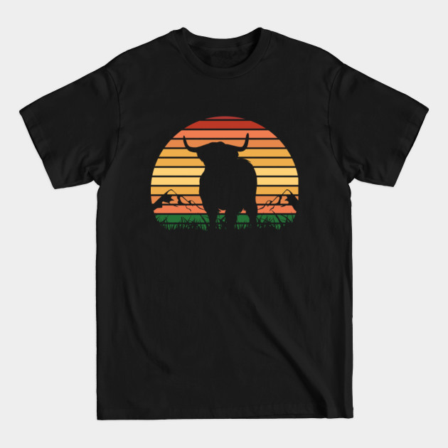 Discover Highland Cow Retro Sunset - Highland Cattle - T-Shirt