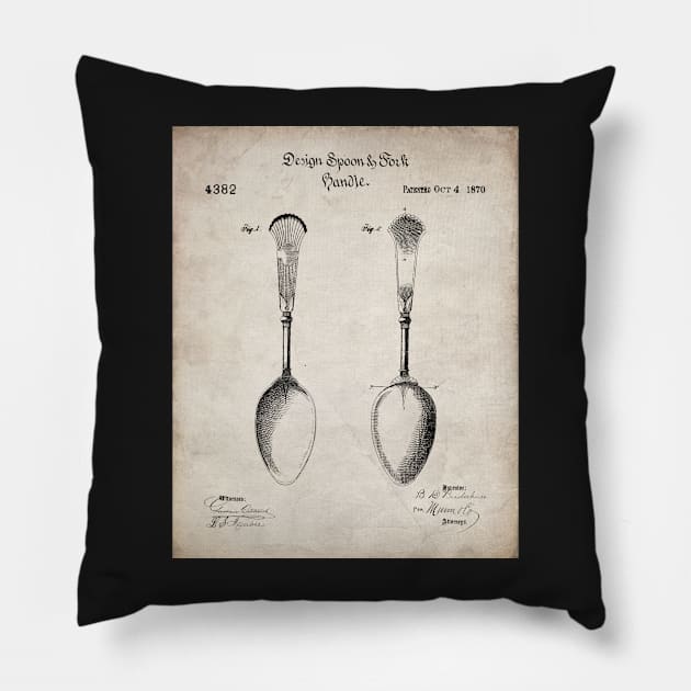 Kitchen Spoon Patent - Cooking Baker Kitchen Decor Art - Antique Pillow by patentpress