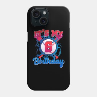Kids 6 Year Old Baseball Player 6Th Birthday Party Boy Girl Phone Case