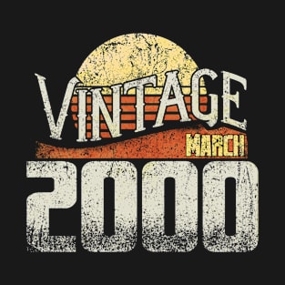 Born On 2000 March - Gift For 20 Year Old & 20th Birthday T-Shirt